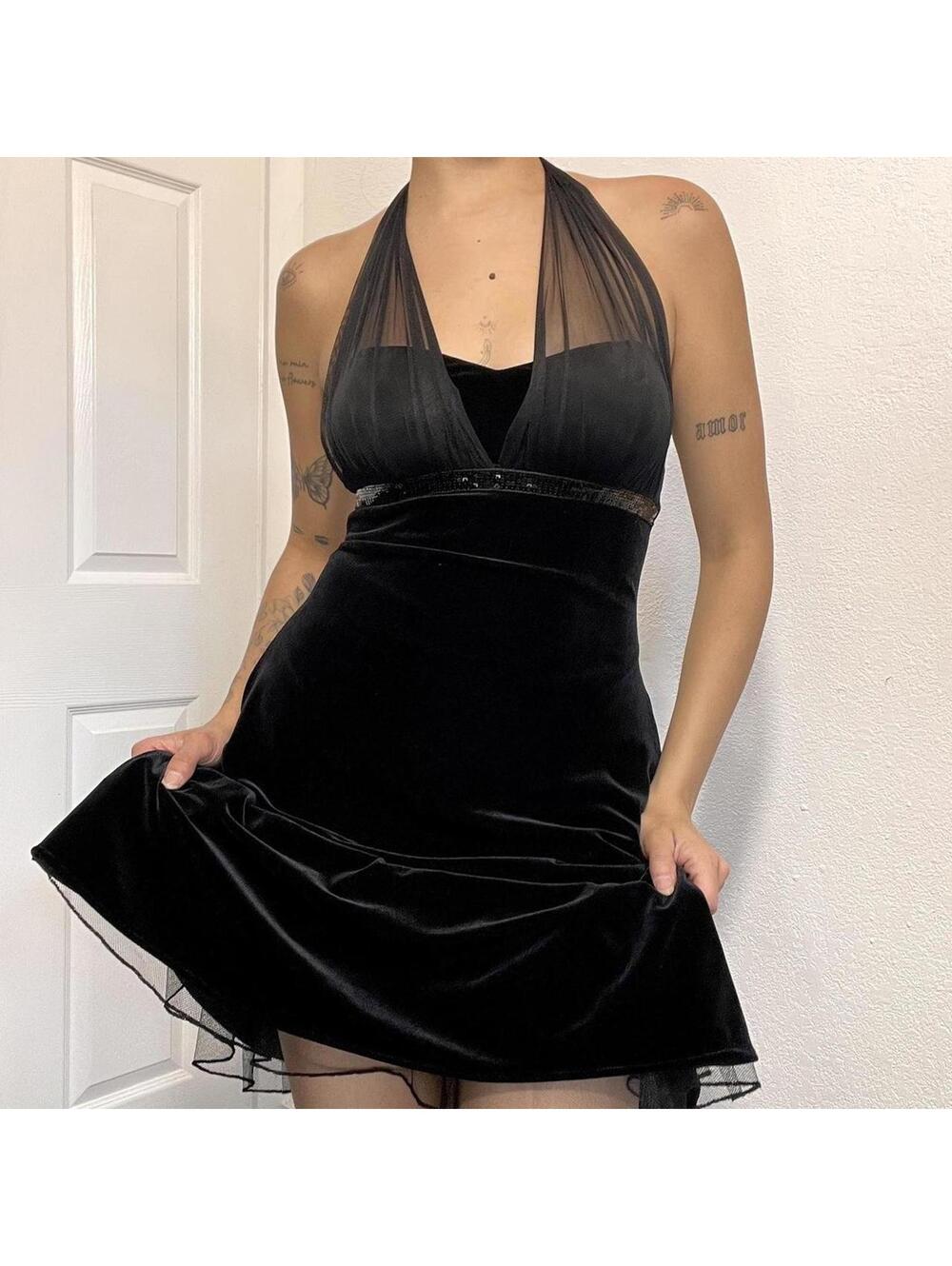 Black Velvet Mini Dress